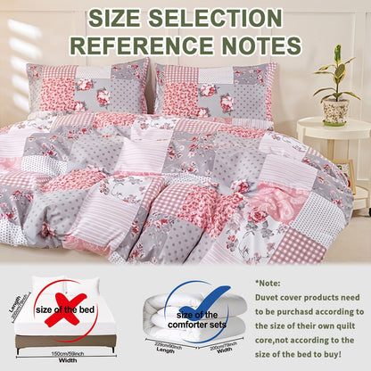 3pcs Splicing floral Pattern Duvet Cover Set, Soft Skin-Friendly Bedding Set Includes 1 Duvet Cover And 2 Pillowcases
