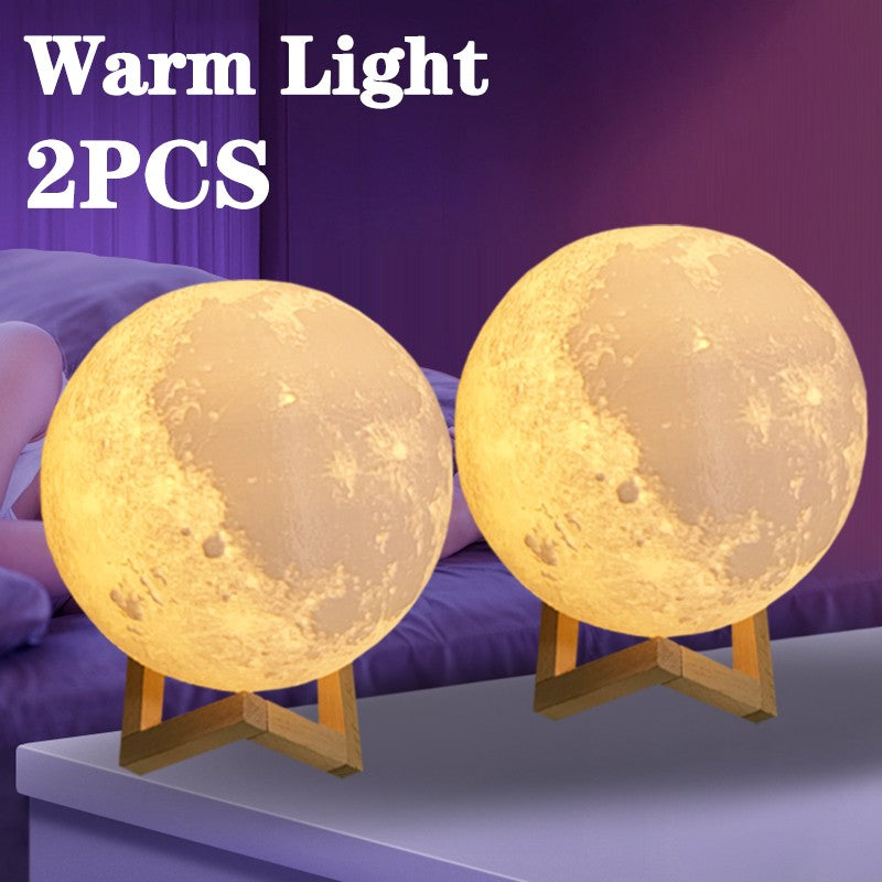 Newest 1/2/4PCS Moon Lamp LED Night Light Battery Powered with Stand Starry Lamp Bedroom Decor Night Lights Kids Gift Moon Lamp