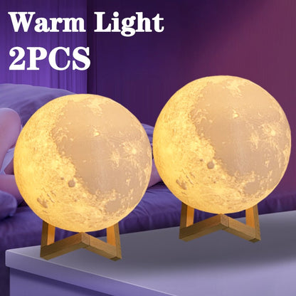 Newest 1/2/4PCS Moon Lamp LED Night Light Battery Powered with Stand Starry Lamp Bedroom Decor Night Lights Kids Gift Moon Lamp