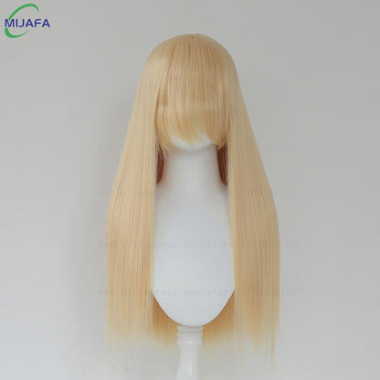 Peruca de Cosplay Longa e Lisa de Altíssima Qualidade, 400g, 48 Cores, 60cm, com Franja, Resistente ao Calor, Perucas Anime + Touca de Peruca