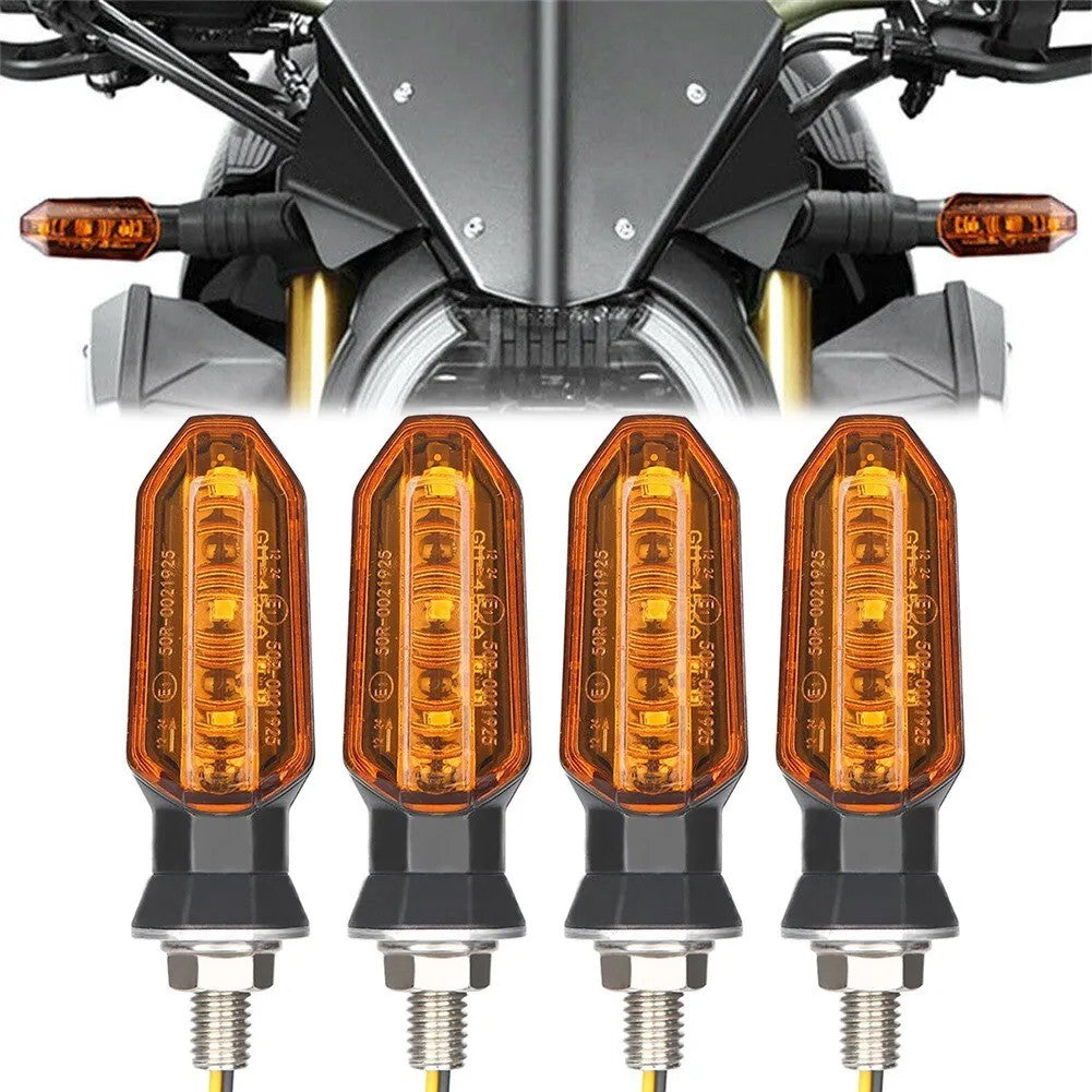BLALION 2PCS Motorcycle Turn Signal LED Headlight Amber Flashing Light Blinker 12V 3 LED Waterproof Tail Light for ATV UTV Scoot