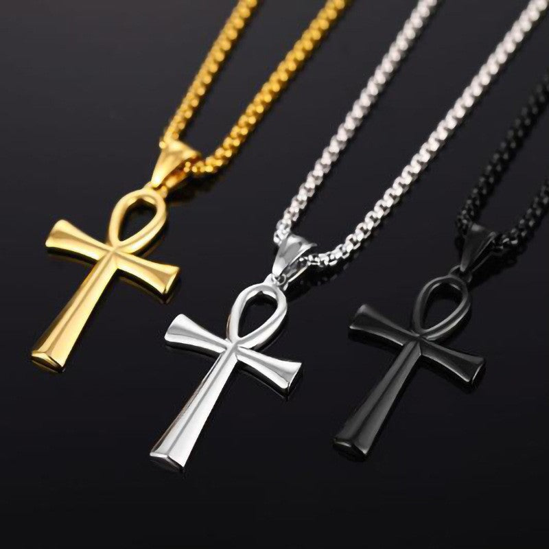Colar de Aço Inoxidável Egípcio Ankh Para Homens Mulheres Cruz Pingente Corrente Moda Acessórios de Joias Impermeáveis