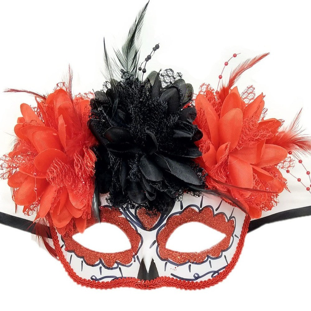 Flowers Halloween Mask Fashion Cosplay Mexican Day of The Dead Mask Retro Exquisite Flower Wearing Ghost Mask Halloween Prom