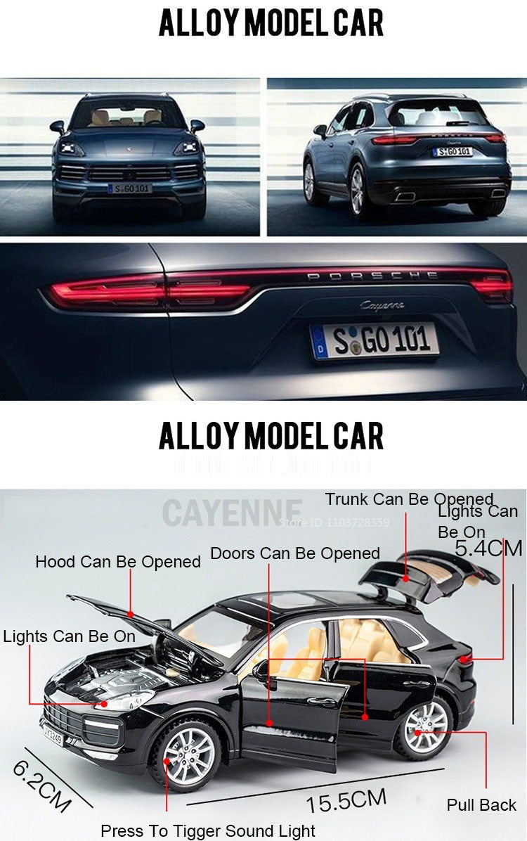 1:32 Cayenne Panamera Carros em Miniatura Liga Fundida Som Luz Portas Abertas Veículos de Fricção para Crianças Presentes