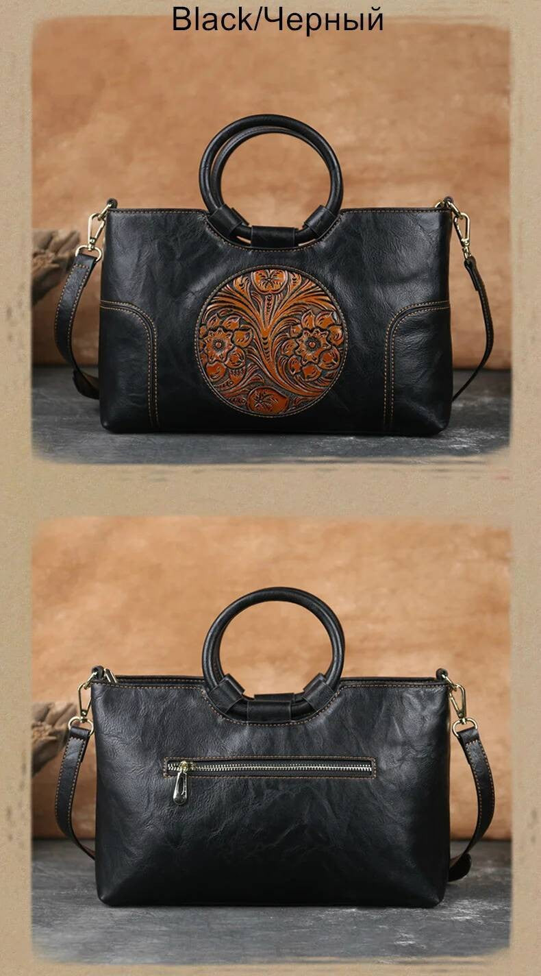 2025 New High Quality Leather Women Handbag Retro Handmade Embossed Shoulder Bag For Women Large Capacity Female Messenger Bags