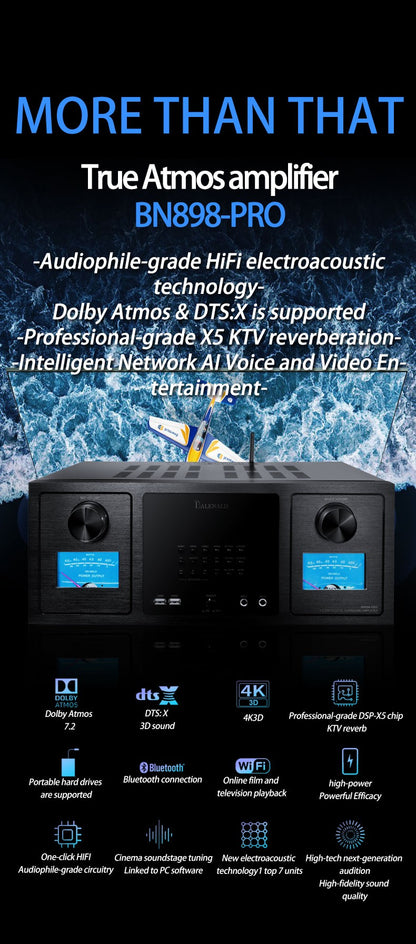 Conjunto de áudio Bluetooth de home theater com rede inteligente e 7.2 canais Balenald Dolby Atmos de última geração
