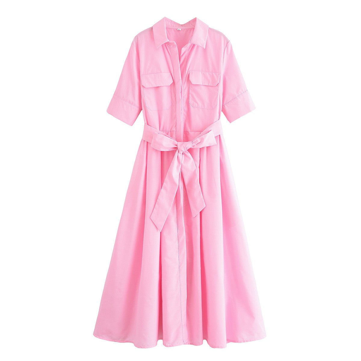 HipSeam Women Dress With Belt Spring Pocket Lady Dress Button Midi Dress Casual