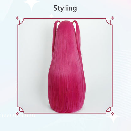 Anime Kpop: Demon Hunters Mila Cosplay Synthetic Hair 38-Inch Rose Red Straight Hair Halloween Daily Party Realistic Scalp Wig