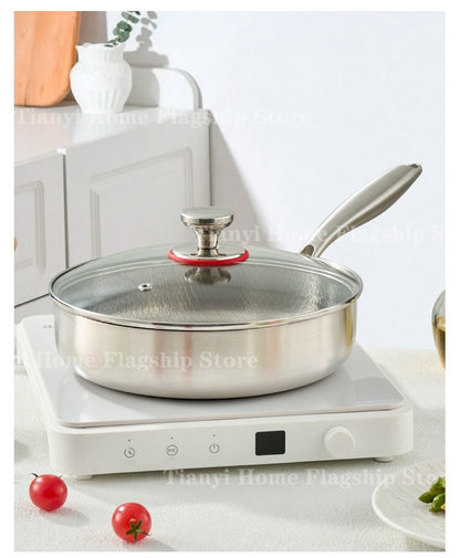Frigideira 20/24/28cm Antiaderente Wok Titânio Aço Inox Doméstica Ovo Bife Frigideira Fogão de Indução Gás Utensílios de Cozinha