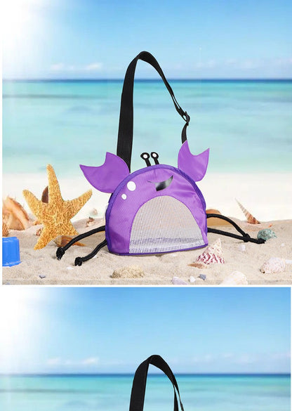 Crab Children's Beach Bag Storage Bag Outdoor Shell Bag Travel Crossbody Small Backpack Toy Storage Bag