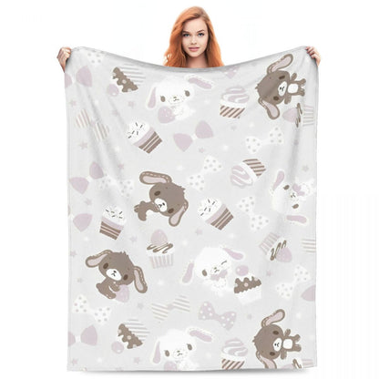 Sugarbunnies Sugar Rabbit Knitted Blanket Fleece Super Soft Throw Blankets for Outdoor Travel Bedroom Quilt