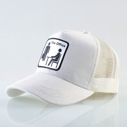 Bonés Trucker Unissex de Malha Bonés de Beisebol Masculino Feminino Chapéu de Viseira Respirável para Exterior Moda Hip Hop Casquette The OFFICE Drake Bones
