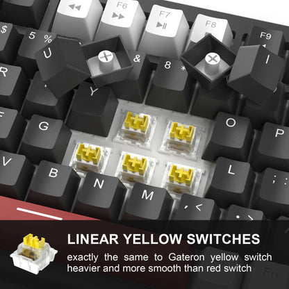 Teclado Mecânico Gamer MageGee 75% com Knob, Teclado Gamer com Fio Retroiluminado Azul Switch Vermelho/Amarelo para PC Windows