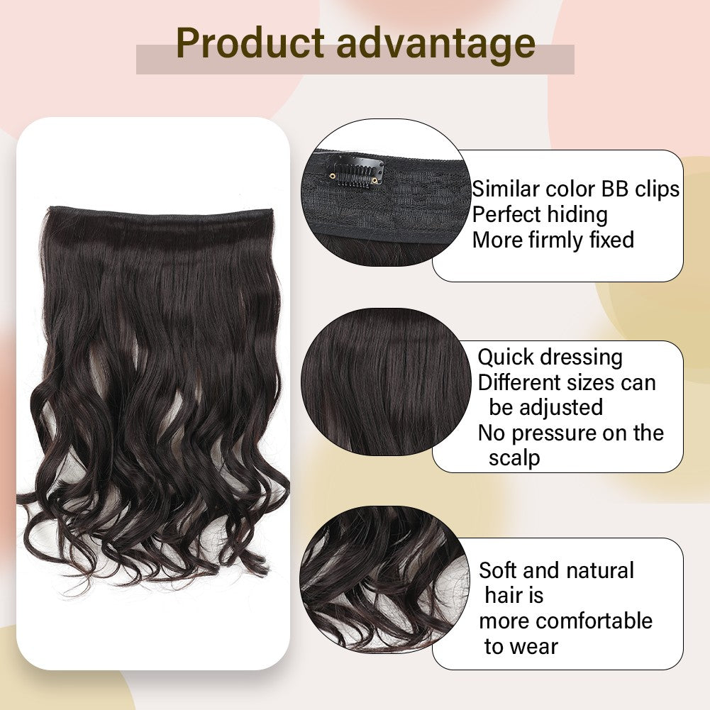 Fio Invisível em Apliques de Cabelo Sintético Ondulado 2 Presilhas em Apliques de Cabelo 45cm Fio de Nylon Peça de Cabelo Sintético para Mulheres