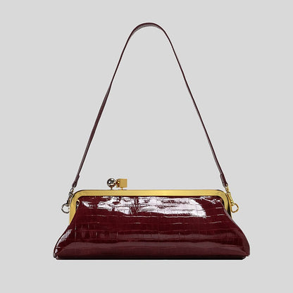 Fashion Long Clutch Bag for Women Luxury Designer Kiss Lock Women Shoulder Bags Elegant Party Purses Trend Underarm Bag 2025