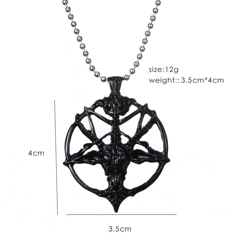 Bijuteria de moda Vintage Charme Feminino Masculino Pentagrama Pan Deus Crânio Cabeça de Bode Pingente Corrente Colares