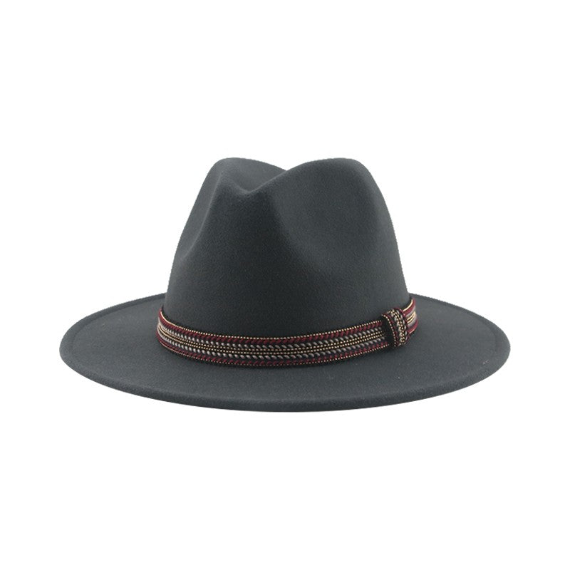 Chapéu Feminino Fedora de Feltro Sólido Casual Chapéu de Inverno Feminino Bonés Masculinos Faixa Panamá Preto Cáqui ????? ??????? Sombrero