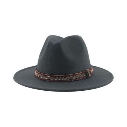 Chapéu Feminino Fedora de Feltro Sólido Casual Chapéu de Inverno Feminino Bonés Masculinos Faixa Panamá Preto Cáqui ????? ??????? Sombrero