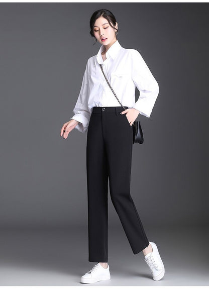 Bla Straight Leg Work Pants Women's Autumn Winter Spring Profional Suit Pants Slimming Formal Long Trousers for Office