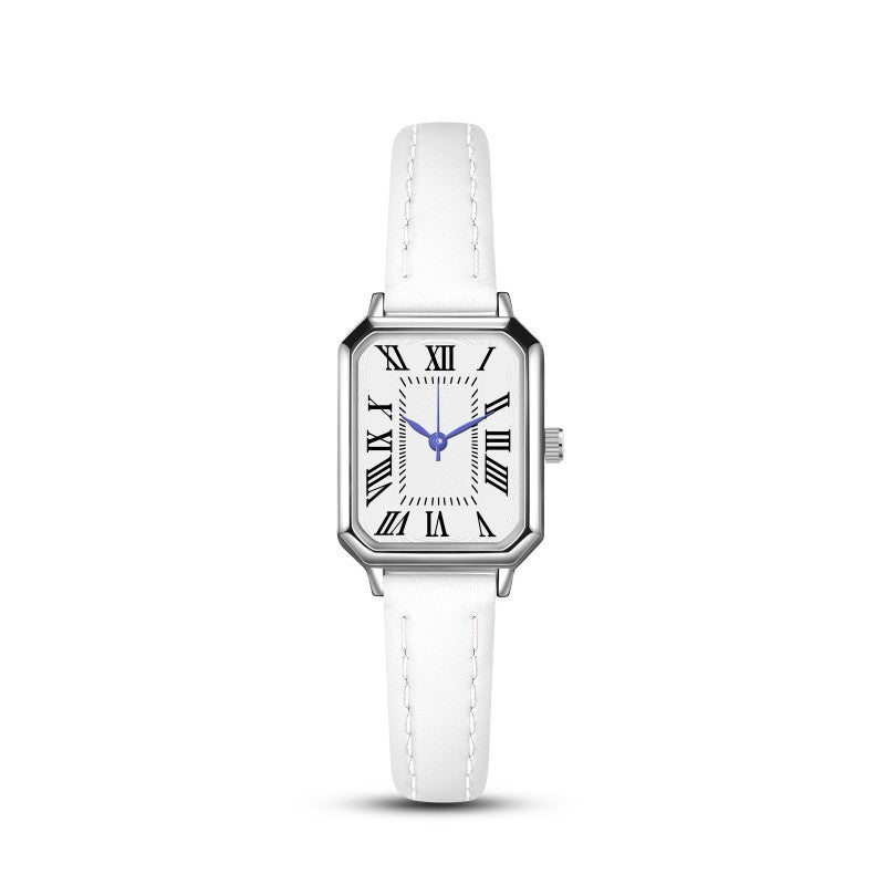 2024 New Foreign Trade Casual Fashion Fresh Art Silver Case Square Strap Roman Women's Quartz Watch in Stock