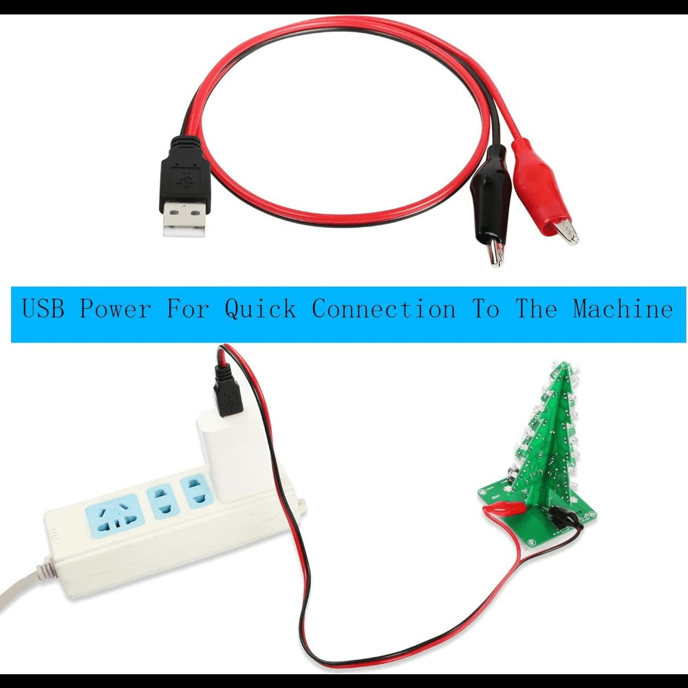 USB to Alligator Clip Adapter Cable Male Female USB to Alligator Clip Probe USB Cables with Alligator Clip for Circuit Test