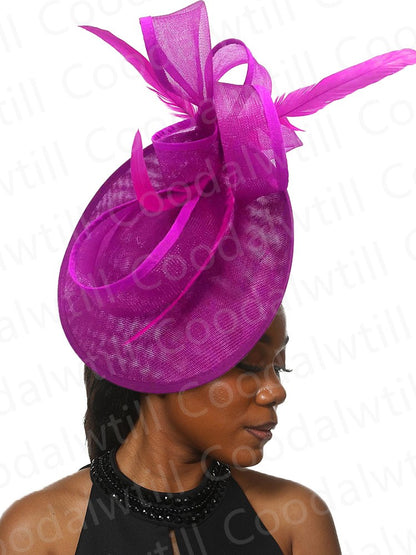 Noiva Casamento Malha Fascinators Chapéu Igreja Senhoras Mulheres Derby Chapéu Grande Fascinator Festa Evento Enfeite de Cabeça Noiva Casamento Pillbox Cap