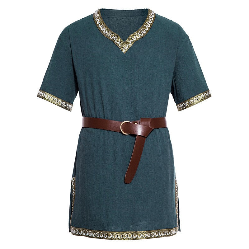 Knight Cosplay Medieval Costume Tunic Halloween Costumes for Men Adult Viking Pirate Disguise Fancy Clothing Carnival Shirts