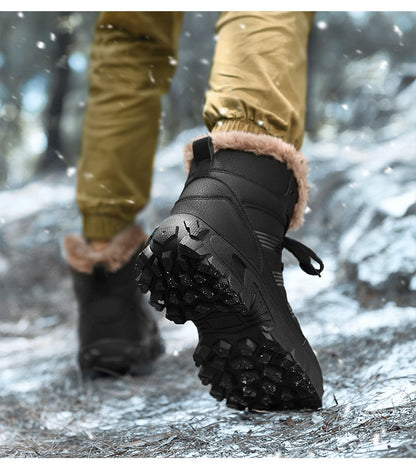 Men Winter Snow Boots Super Warm Men Hiking Boots High Quality Waterproof Leather High Top Big Size Men's Boots Outdoor Sneakers