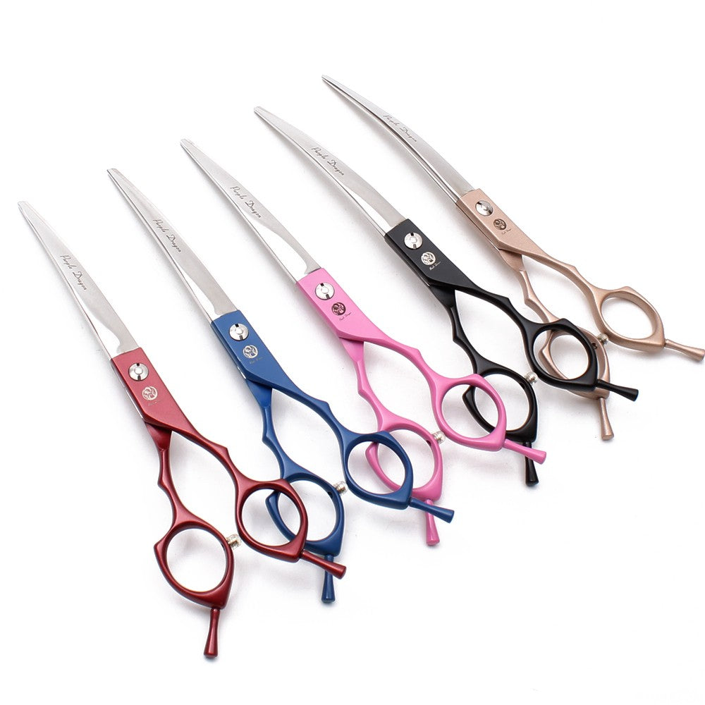 Purple Dragon 6.5" 7" Japão 440C Tesouras de Tosa para Cães Tesouras Retas Tesouras Desbastadoras Tesouras Curvas para Cima/Baixo Tesouras para Animais de Estimação Z4009