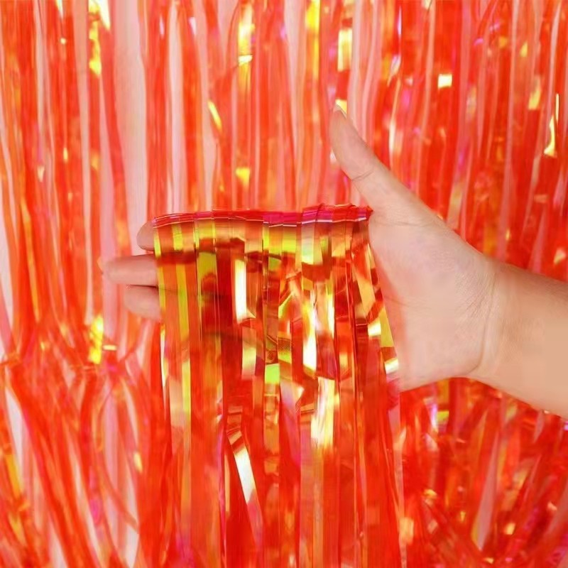 Shiny Corlorful Metallic Tinsel Foil Fringe Curtains Photo Booth Props for Engagement Bridal Shower Celebration Party Decoration