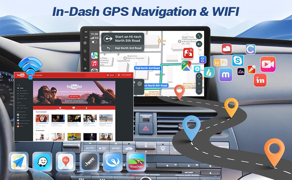 10.1 Inch Wireless Car Radio for Honda Accord 8th 2008-2013 CarPlay Android Auto Touchscreen Car Stereo with Rear Camera GPS FM