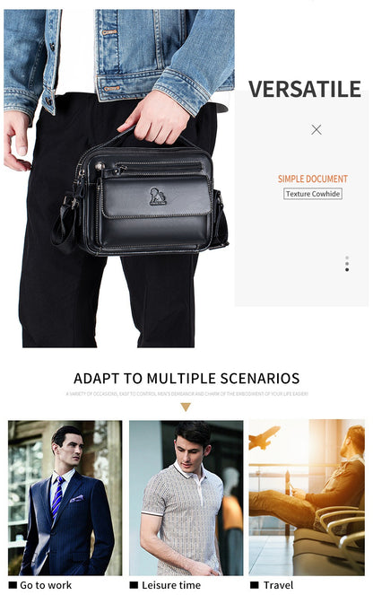 STEEL LION top layer cowhide men's single shoulder diagonal cross bag casual sports horizontal mobile phone bag genuine leather