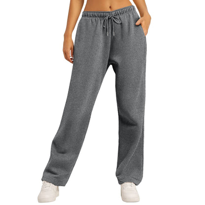 Wide Leg Pants For Women’s Fleece Lined Sweatpants Straight Pants Bottom All-Math Plain Fitness Joggers Pants Travel Basic