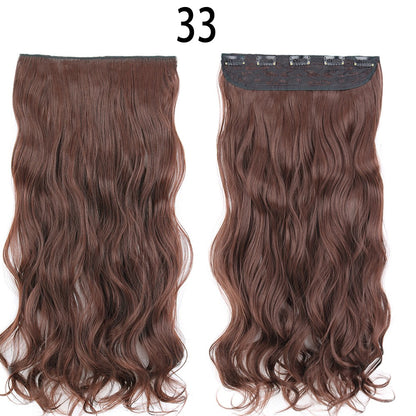 Apliques de Cabelo Sintético Liso Comprido de 5 Clipes 22'' Fibra de Alta Resistência ao Calor Preto Castanho Loiro