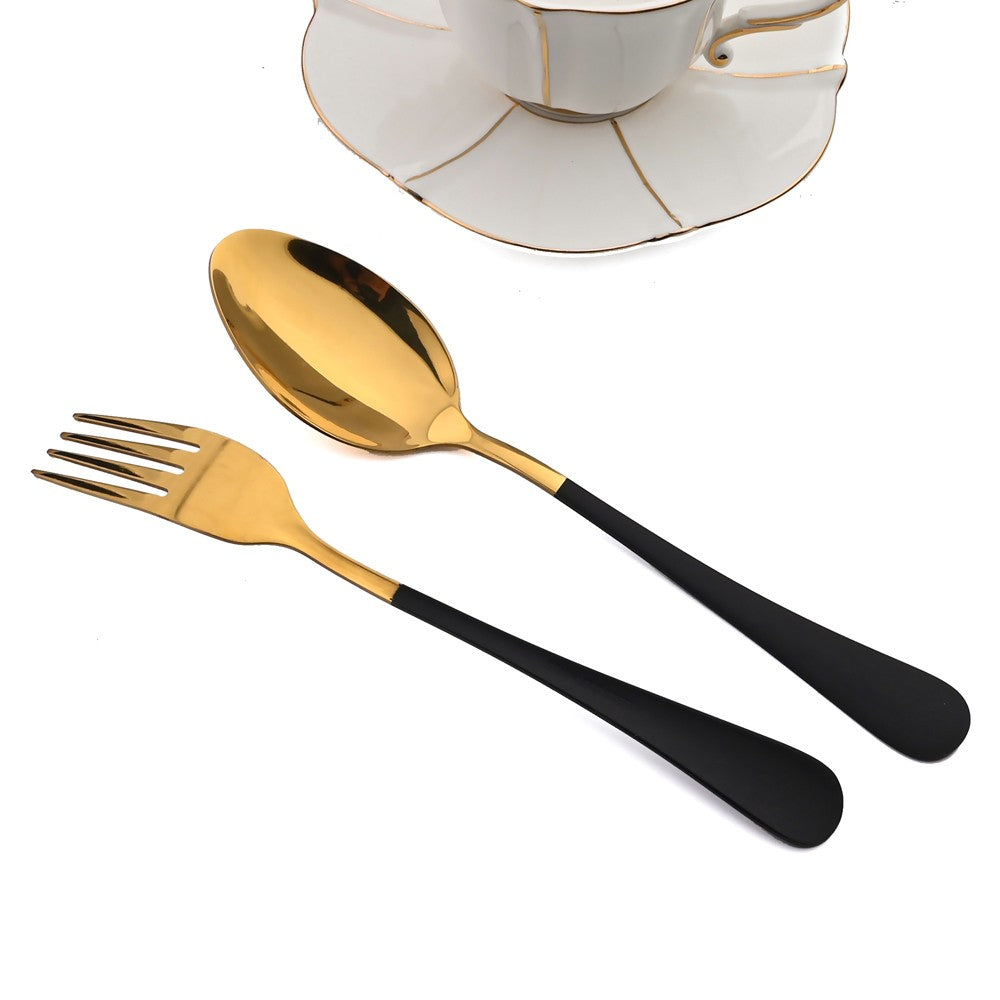 AJOYOUS Jogo de Louça de Aço Inoxidável Espelhado 24 Peças Talheres Ocidentais Faca Garfo Colher Conjunto de Talheres Utensílios de Cozinha Prateados