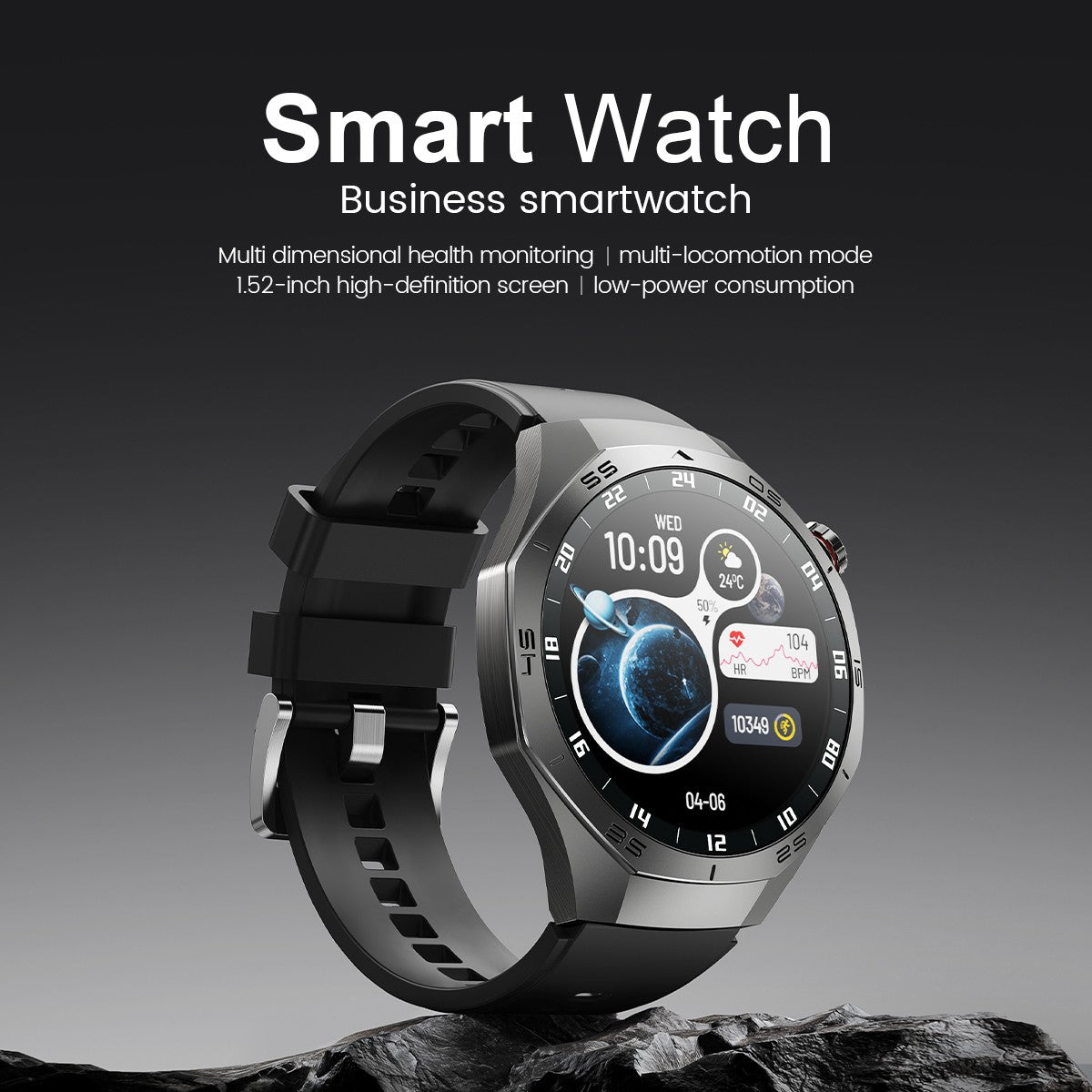 Smartwatch GUHUAVMI GT5 Pro 2025 Masculino com Tela HD AMOLED, GPS, Monitor de Trajetória de Movimento, Frequência Cardíaca, Chamada Bluetooth e 1.52", IP68