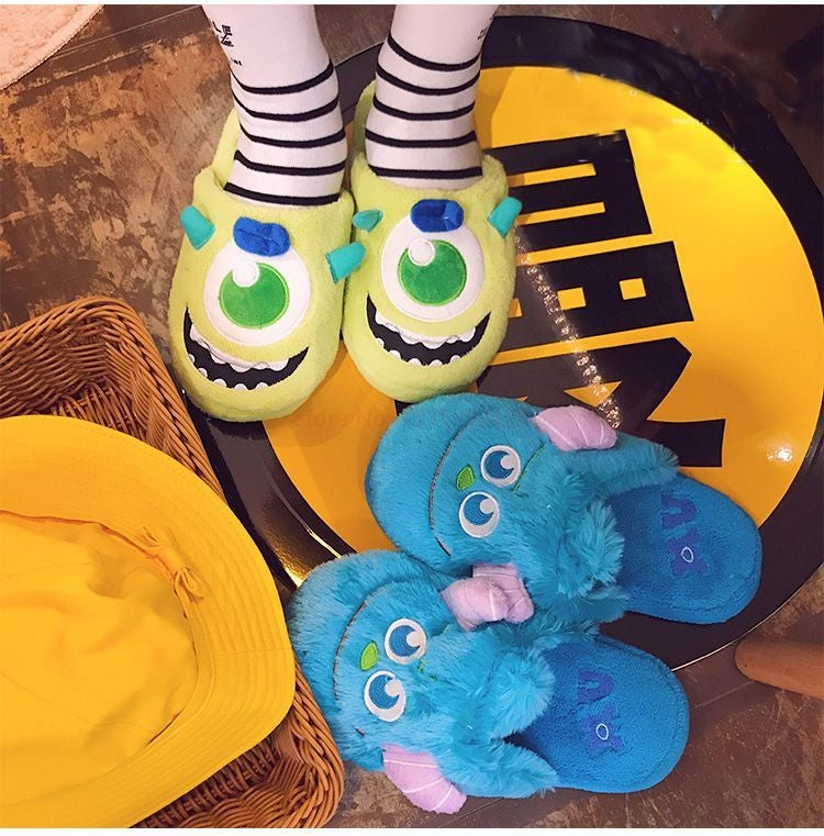 Pantufa de Anime Universidade Monstros Disney Monstros SA Mike Wazowski Sullivan Quente de Inverno Antiderrapante Desenho Animado Sapatos Domésticos