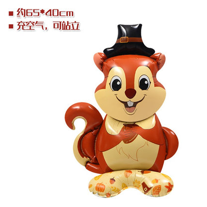 Cartoon Animal Standing Squirrel Balloon Pinecone Shaped Aluminum Film Balloon Forest Theme Baby Shower Birthday Party Decor