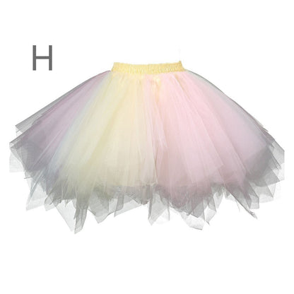 Princess Midi Fairy Tulle Skirt Pleated Dance Tutu Skirts Womens Lolita Petticoat Jupe Tulle Femme Party Puffy Skirts Adult