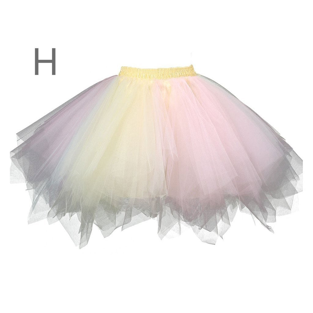 Princess Midi Fairy Tulle Skirt Pleated Dance Tutu Skirts Womens Lolita Petticoat Jupe Tulle Femme Party Puffy Skirts Adult