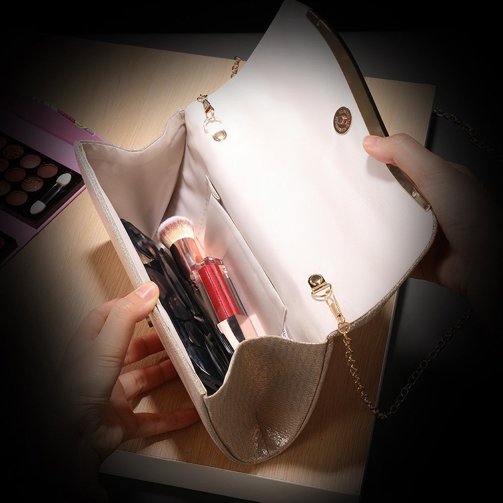 Luxury Pleated Ladies Evening Bag Candy Polyester Clutch Purses for Women Pearl Decorated Wedding Party and Messenger Bag