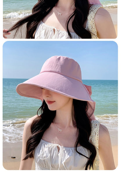 summer sun hat female sunscreen UV face protection neck protection outdoor cycling mountaineering beach large brim hat