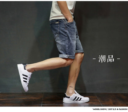Men Gray Denim Shorts Jeans Pants Good Quality Men Cotton Knee Length Short Jeans New Summer Male Large Size Denim Shorts 42