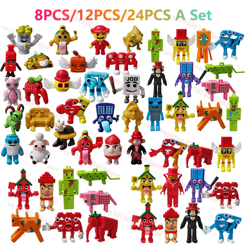 8/12/24 peças Roubar um Brainrot W ou L 77 Figura Trabalho Sahur Esok Sekolah Morango Elefante Bonecos de Ação Modelo Meowl Boneca Brinquedo Presente
