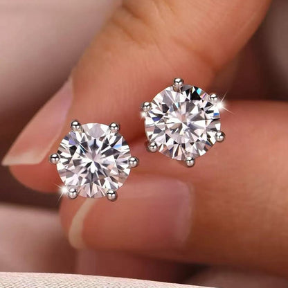 Brincos de tacha de moissanita TEN CARATS 0.3-3CT para mulheres Prata Esterlina 925 Corte Redondo Dazzling Joias Presente