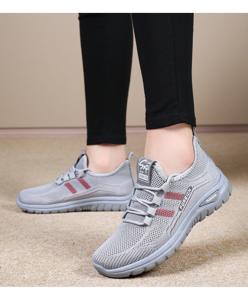 Autumn Women Sneakers Fashion Lace Up Mesh Breathable Outdoor Walking Purple Round Toe Non-slip Thick Sole Tennis Shoe Mujer