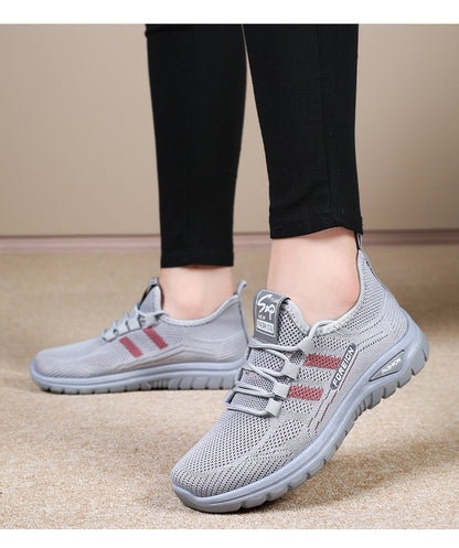 Autumn Women Sneakers Fashion Lace Up Mesh Breathable Outdoor Walking Purple Round Toe Non-slip Thick Sole Tennis Shoe Mujer