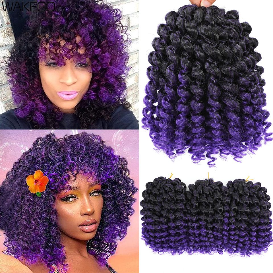 1-4 Pacotes 2X Ringlet Wand Curl Jamaican Bounce 8 polegadas Sintético Wand Curl Twist Braids Hair Crochet Cabelo Cacheado Extensões 20 Raízes