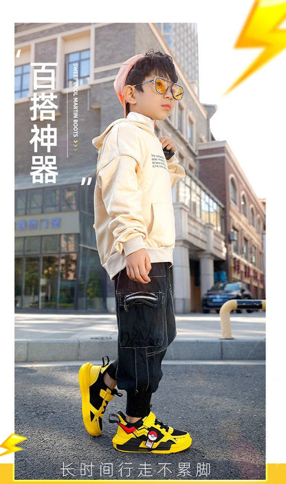 Pokemon Pikachu Children Sports Shoes Spring and autumn Fashion Anime Boy Sneakers Student Breathable Non-slip Running Shoe