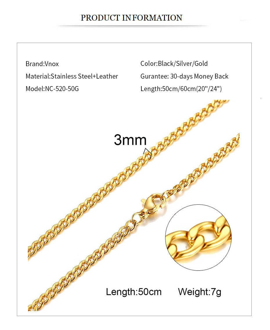 Vnox Colar Masculino Cubano Elo Corrente Aço Inoxidável Preto Cor de Ouro Gargantilha Masculina Colar Joias Presentes para Ele